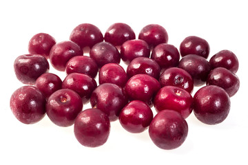 Cherry ,frozen.Macro,frozen organic Cherry,handful of sweet,luscious frozen Cherry isolated on white background,quick-frozen,healthy food.Winter vitamins