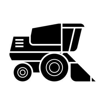 Combine Harvester  Icon, Vector Illustration, Black Sign On Isolated Background