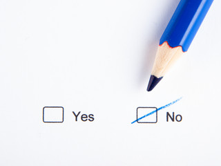 NO checkbox crossed out with blue pencil