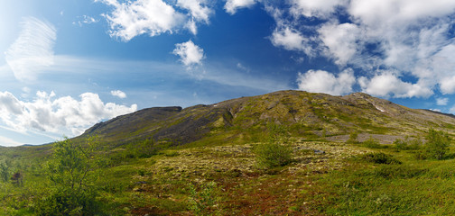 The tops of the Mountains, Khibiny  and cloudy sky. Kola Peninsula, Russia.