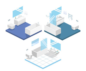 Isometric flat 3D concept vector interior of bathroom inside