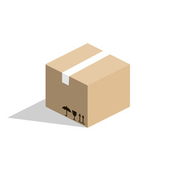 Isometric 3D vector illustration cardboard box for goods