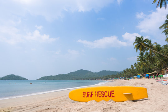 Lifeguard sign on exotic beach in Goa