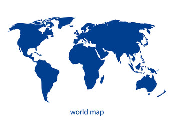 Fototapeta na wymiar Blue world map on white background vector illustration