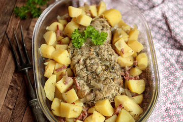 plat de rôti de porc et pommes de terre 1