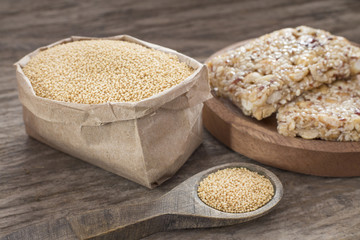 Grains and amaranth bar (Amaranthus)