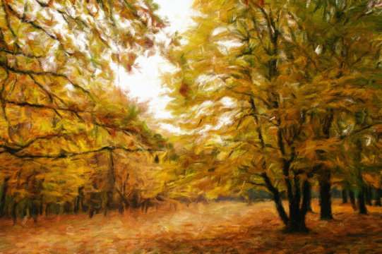 Autumn landscape, oil paintings, fine art