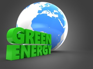 3d earth with green sign