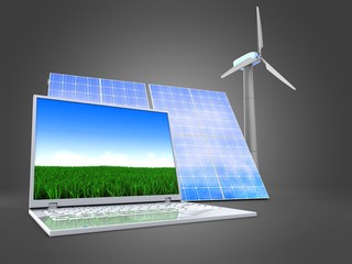 3d solar and wind energy with computer