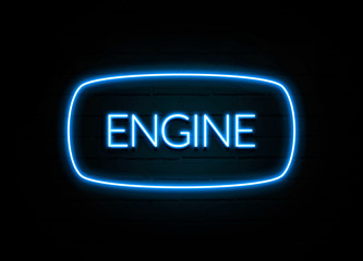 Engine  - colorful Neon Sign on brickwall