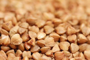 Buckwheat seeds. Closeup photo for background.