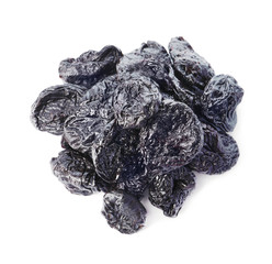 Tasty dried plums on white background