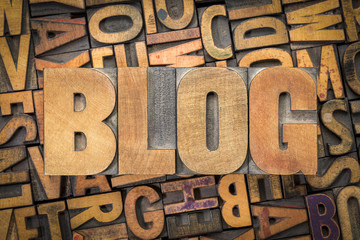 blog word abstract in wood type