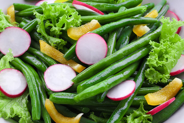 Delicious green beans salad, closeup