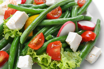 Delicious green beans salad, closeup