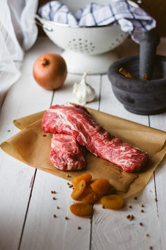 Ingredients for a braised lamb dish.