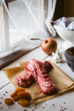 Ingredients for a braised lamb dish.