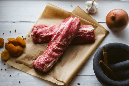 Ingredients for a braised lamb dish.