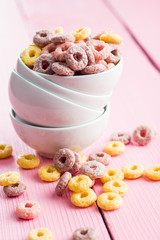 Colorful cereal rings.