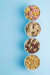 Various breakfast cereals.