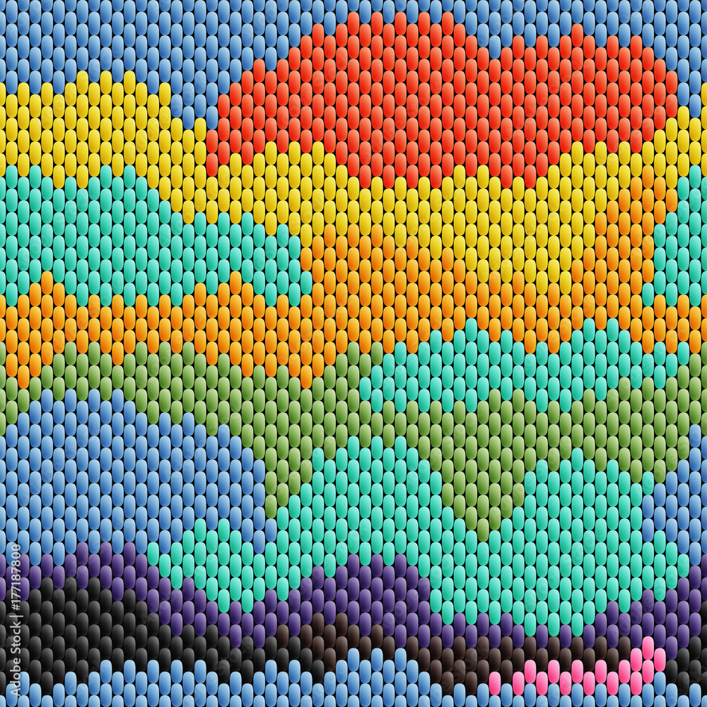 Poster abstract seamless pattern of the elements mosaic. the texture of the fabric.