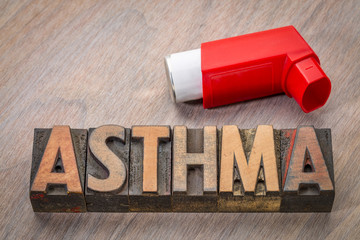 asthma word abstract in wood type
