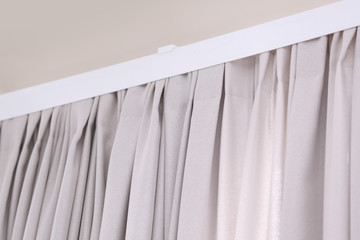 Fototapeta na wymiar Beautiful silk curtains in room