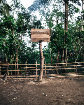 a makeshift basketball net in a rural Filipino Village