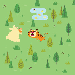 Bear & Bird  Escaping the Tiger's hunger