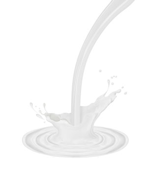 Milk flowing on a white background