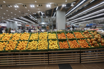 Fruit department in the supermarket.