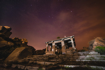 Ancient Arch With Night Sky . India . Hampi