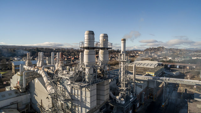 A large-scale industrial complex and factories viewed from above