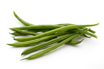 Green beans isolated on a white background.