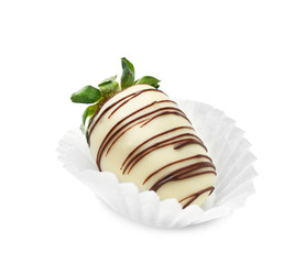 Tasty chocolate dipped strawberry on white  background