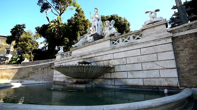 Fountain in Piazza del Popolo in Rome, Italy