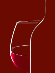 Elegant silhouette bottle of  red wine and glass on black background - 177193011