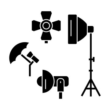 Photo Light Studio  Icon, Vector Illustration, Black Sign On Isolated Background