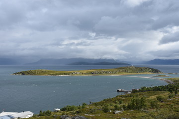 Norwegen, Norge, Alta, Altafjord, Fjord, Langfjorden, Langenesholmen, Insel, Bunker, Stellung,...