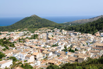 Fototapeta na wymiar Aerial view of Capdapera, a typical Spanish town, Mallorca/Majorca