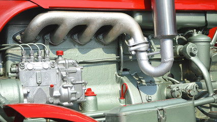 engine of a vintage tractor