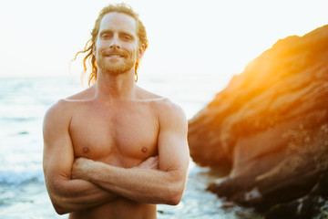 Cheerful athletic man smiling