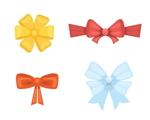 Cartoon cute gift bows with ribbons. color butterfly tie