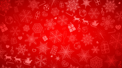 Background of snowflakes and Christmas symbols