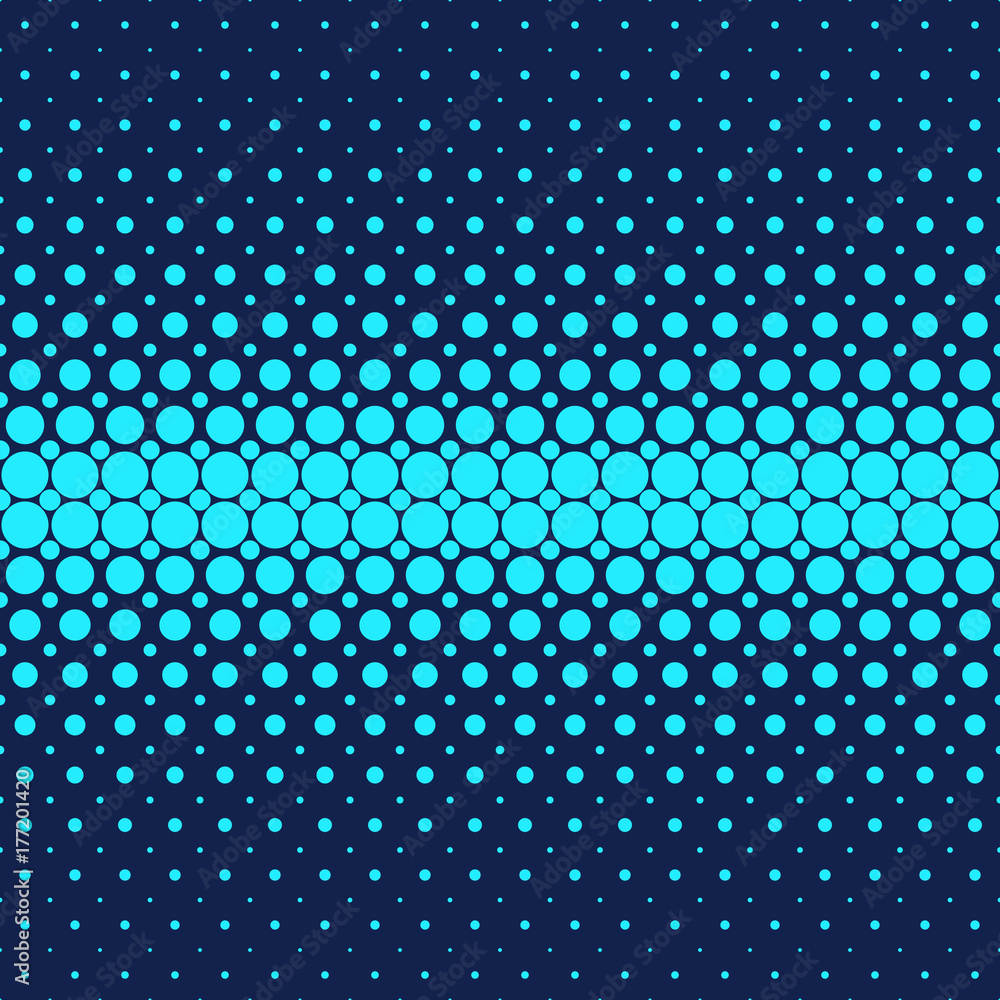 Poster blue abstract geometrical halftone dot pattern background - vector graphic from circles