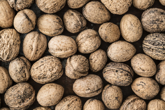 Background from garden harvested walnuts