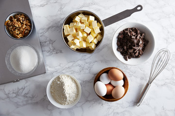 Ingredients for preparing a brownie