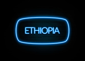 Ethiopia   - colorful Neon Sign on brickwall