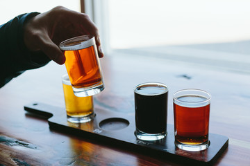 Man sampling beer at the brewery