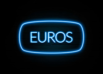 Euros  - colorful Neon Sign on brickwall